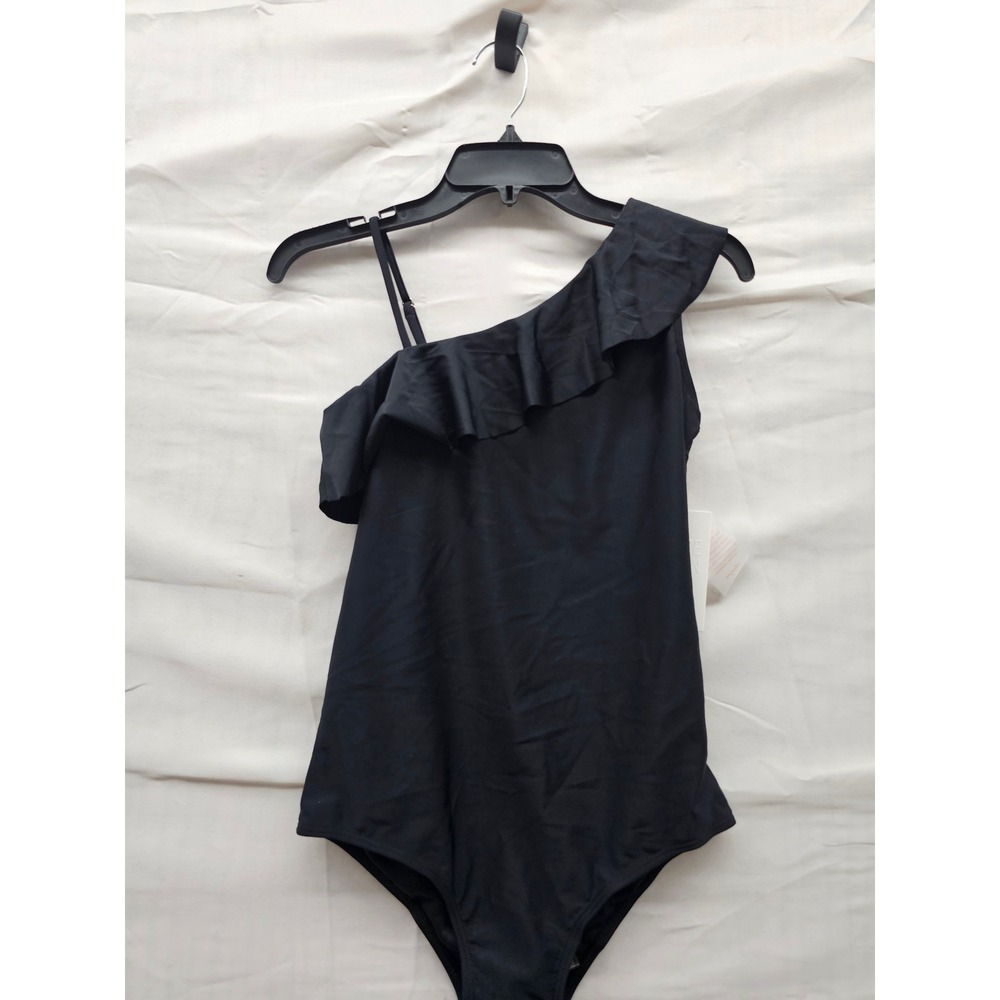 Grace Karin Girls Black One Shoulder Ruffle One Piece Swimsuit Size 14